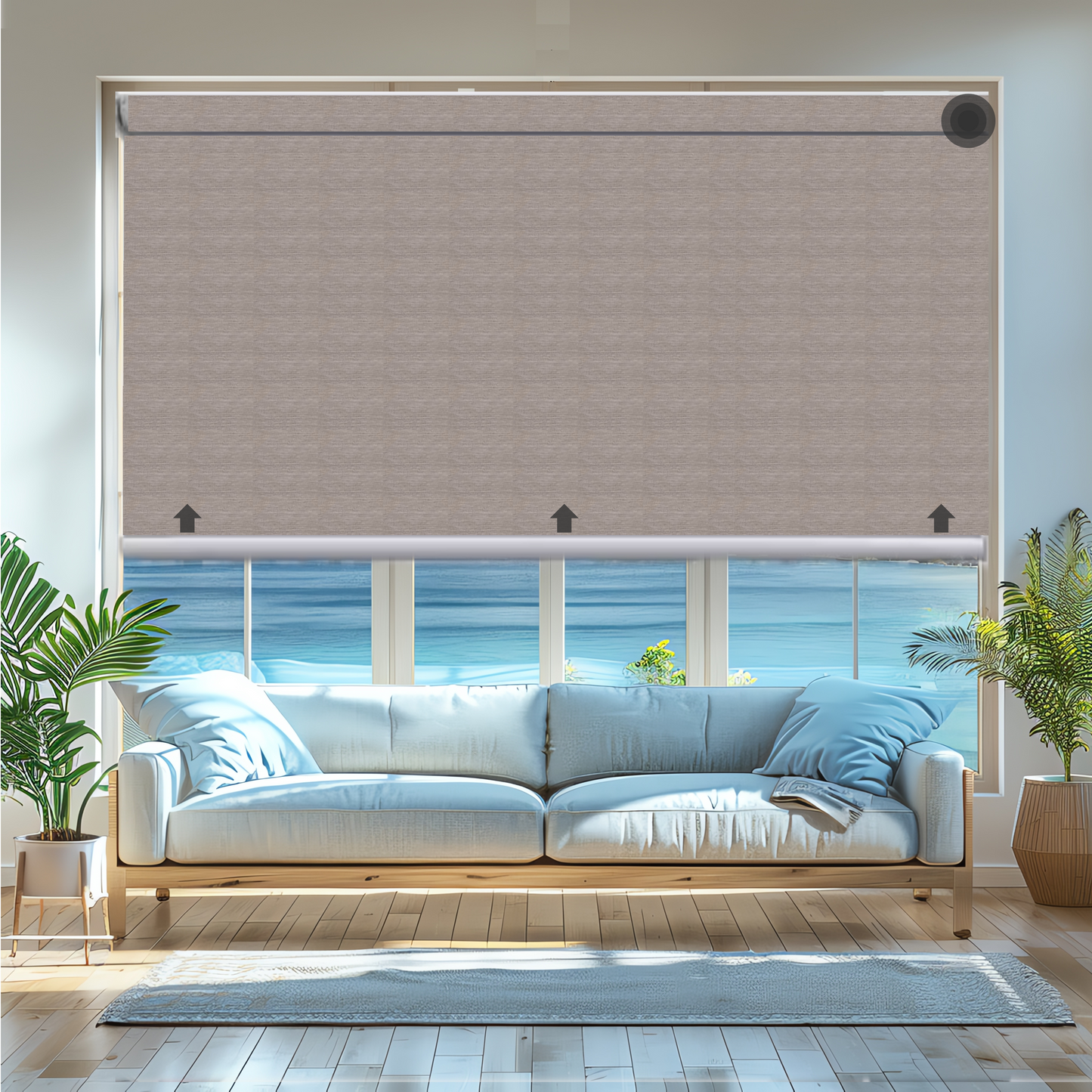 Motorized Roller Shades - 70% Blackout Grain Series